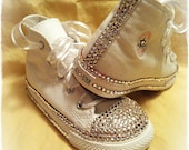 White FLOWER GIRL/ BRIDE bling chuck taylor converse