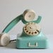 Aqua mint green vintage rotary telephone.