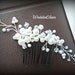 Bridal Hair Comb, Wedding Hair Accessories, Swarovski pearls crystals, Rhinestones, Hand-wired, Ivory Elegant Headpiece, White flower comb