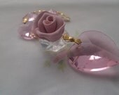 Valentines Day 4 Shabby Chic Pink Heart Chandelier Crystals Ornaments Pink Rose Detail Chandelier Ornament Crystal Prism Cottage Style