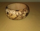Handcrafted Wooden Bangle Wood Burned and Wood Stained Custom Pieces Available