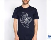Mens OCTOPUS American Apparel t shirt Navy S M L XL (9 Colors Available)