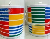 RETRO vintage Eames Danish mid century modern style red green yellow blue primary colors lucite handle Mondrian ICE BUCKET Style Craft rare