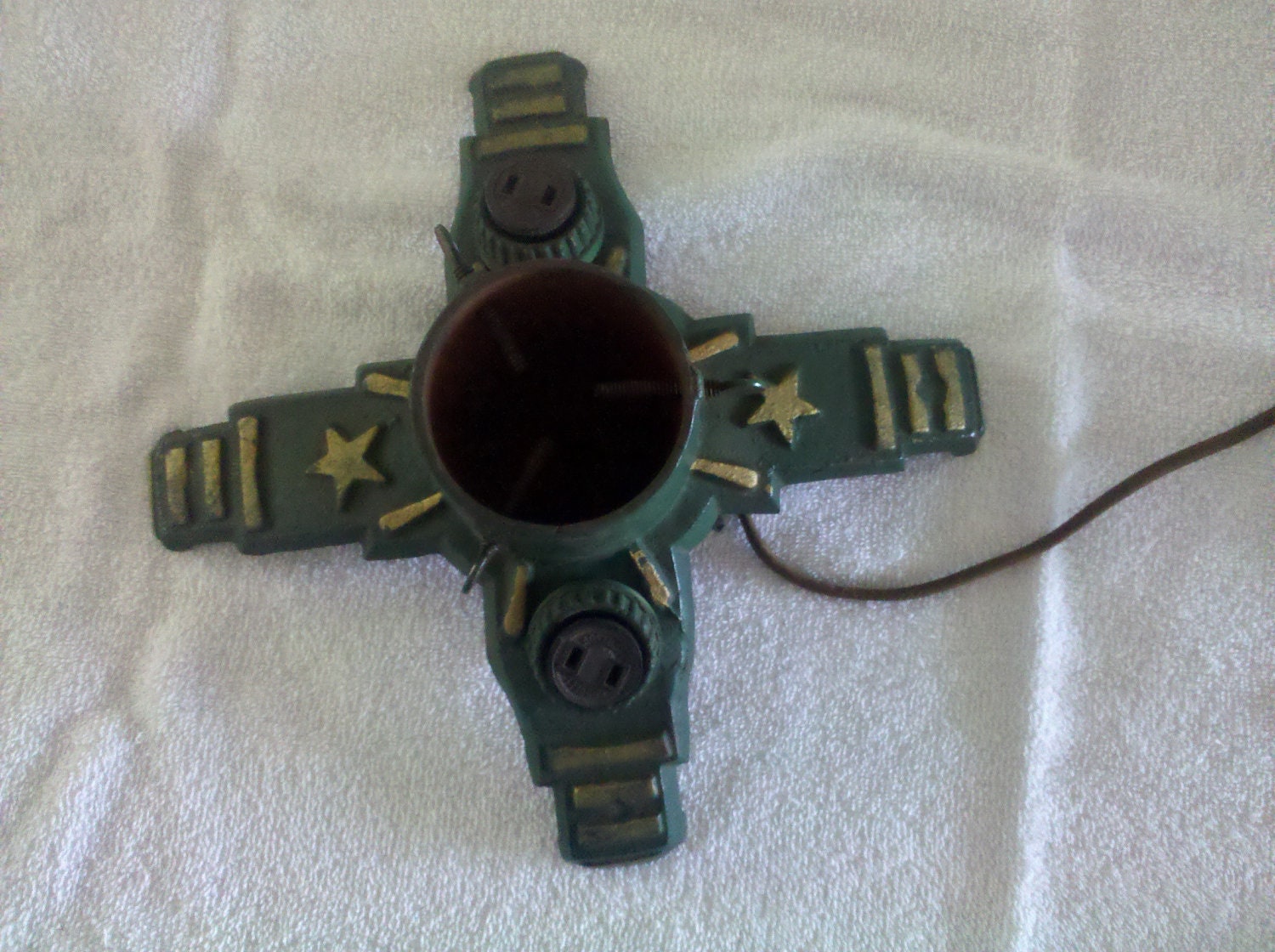 Stars & Stripes Art Deco Electrified Cast Iron Christmas Tree Stand