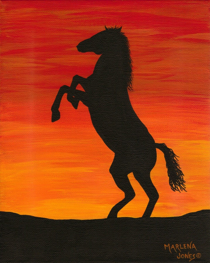 Horse at Sunset 8"x10" Acrylic Painting on Canvas