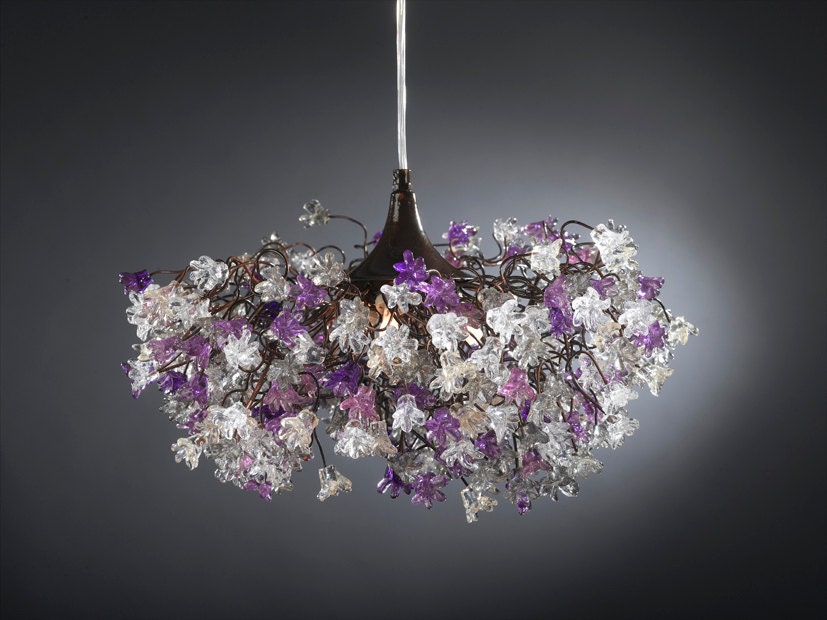 Hanging lamp. Midnight flowers.