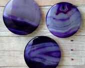 Bead, precious, gemstone, natural, stone, nugget Extra Large 42 mm Agate Round Focal Pendant Beads, Gorgeous Deep Purple -3