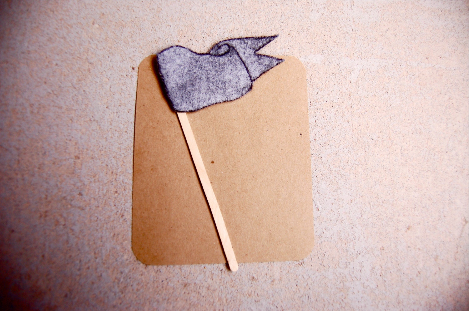 10 Whimsical Grey Felt Flags - Wedding or Birthday Party Favors and Cake Toppers