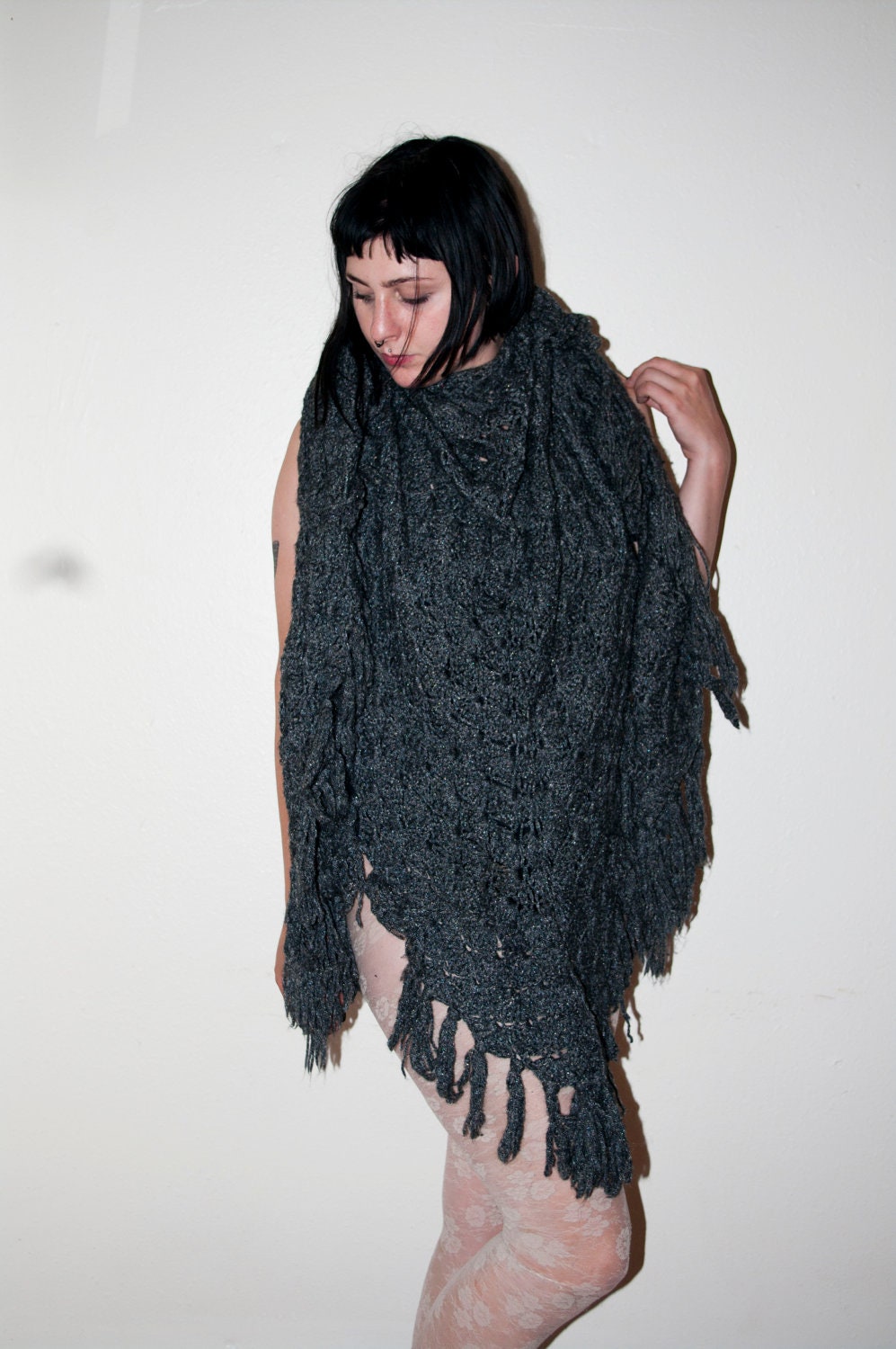 HUGE Oversized Hand Knit Shawl / Scarf