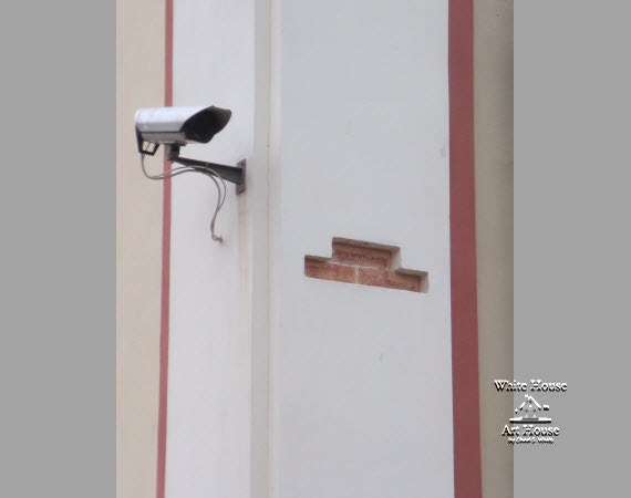 Surveillance Camera Watching over Bricks Placed by Peter the Great - Travel Photograph - Kadriorg Palace in Tallinn, Estonia