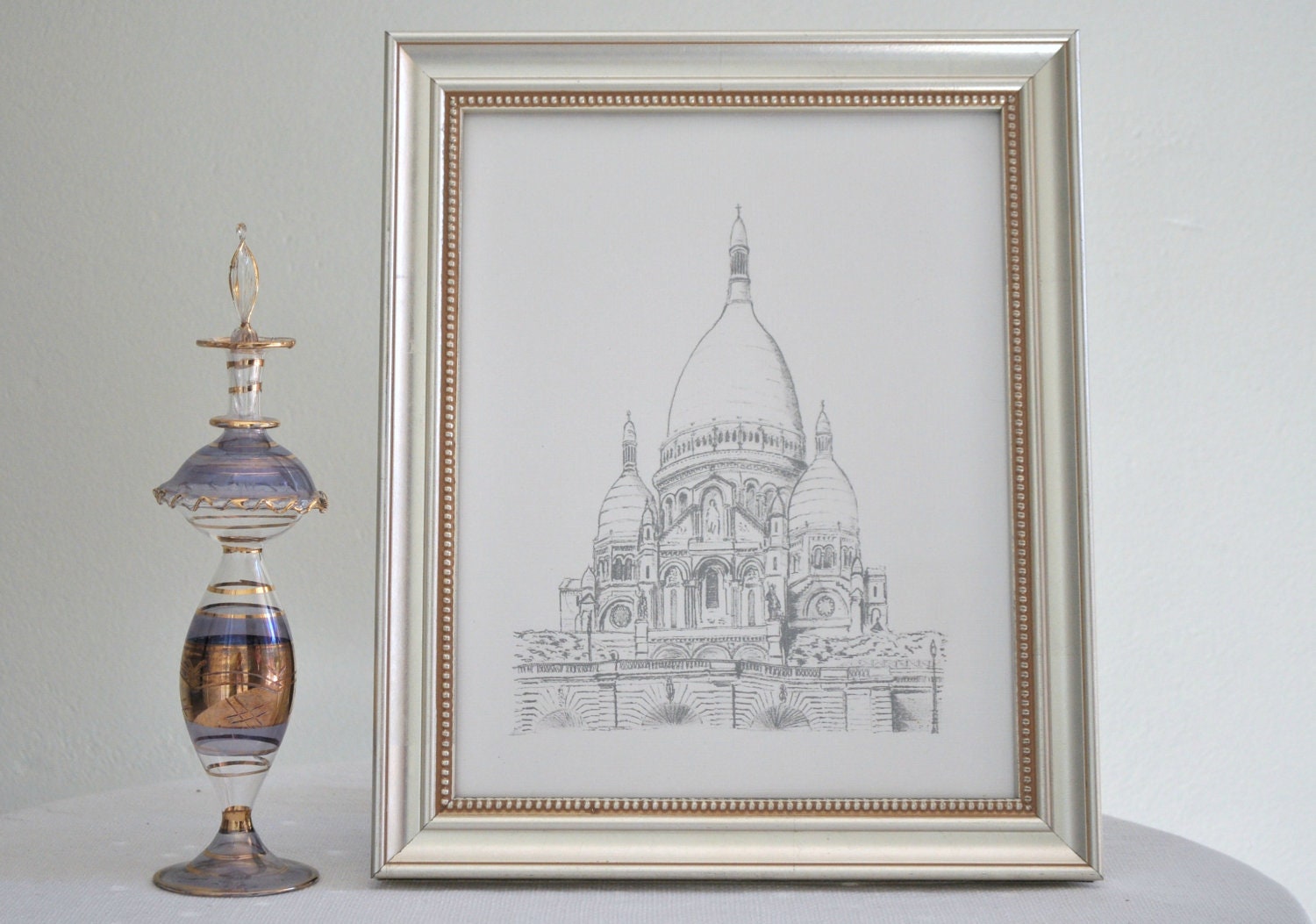 Sacre Coeur Print - Original Hand Drawn Ink Art Paris France Bastille Day