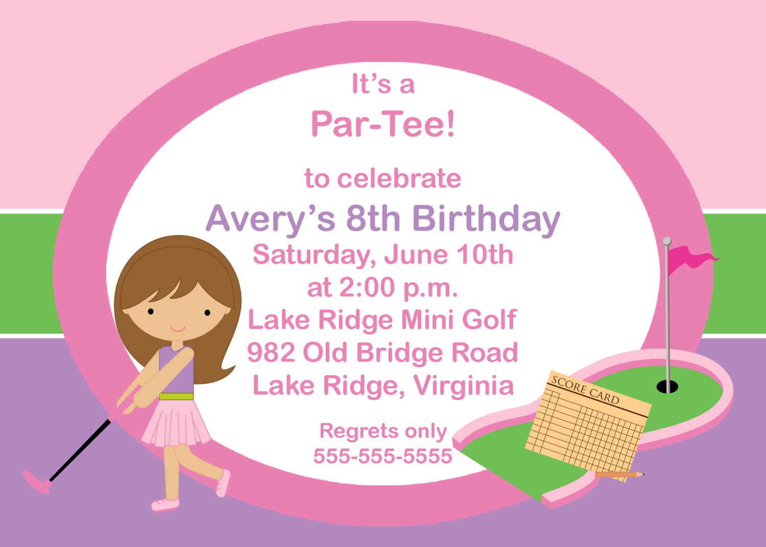 Printable Girl Mini Golf Invitation Il_570xn