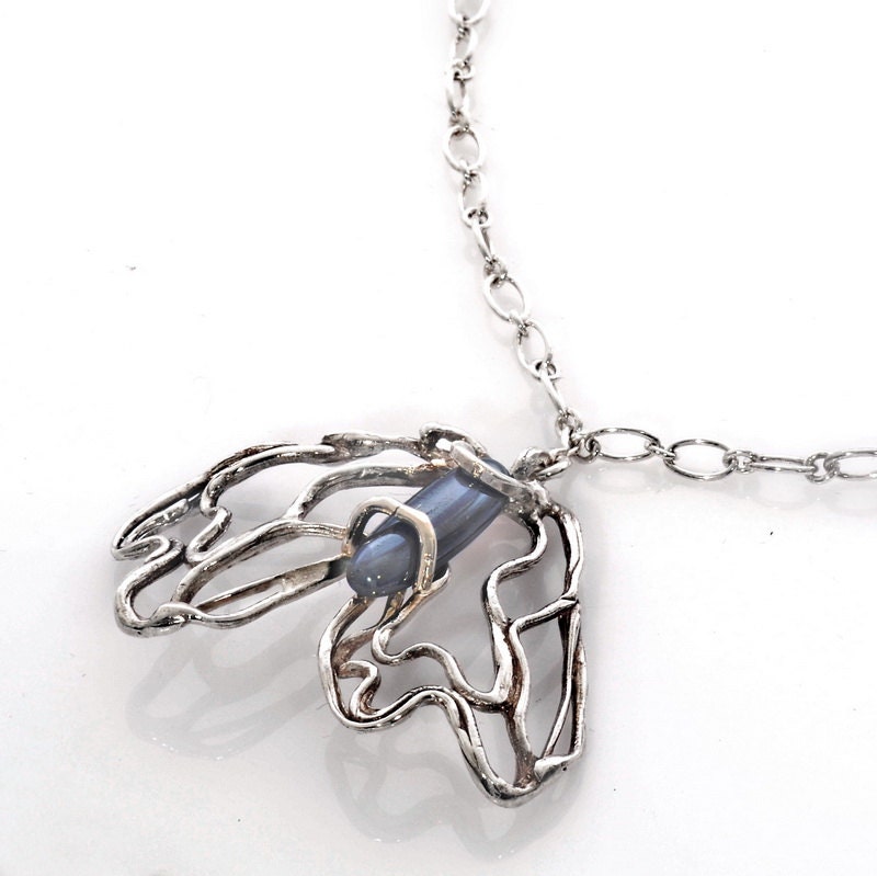 Hematite Set, Sterling Silver, Butterfly Pendant, Black Stone