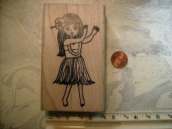  skirt rubber stamp wood mounted scrapbooking rubber stamping Hawaii