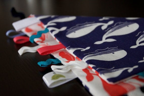 Ruby Baby Boys Gift Pack - Whale of a Time containing Reversible Sensory Ribbon Blanket and Pacifier Clip