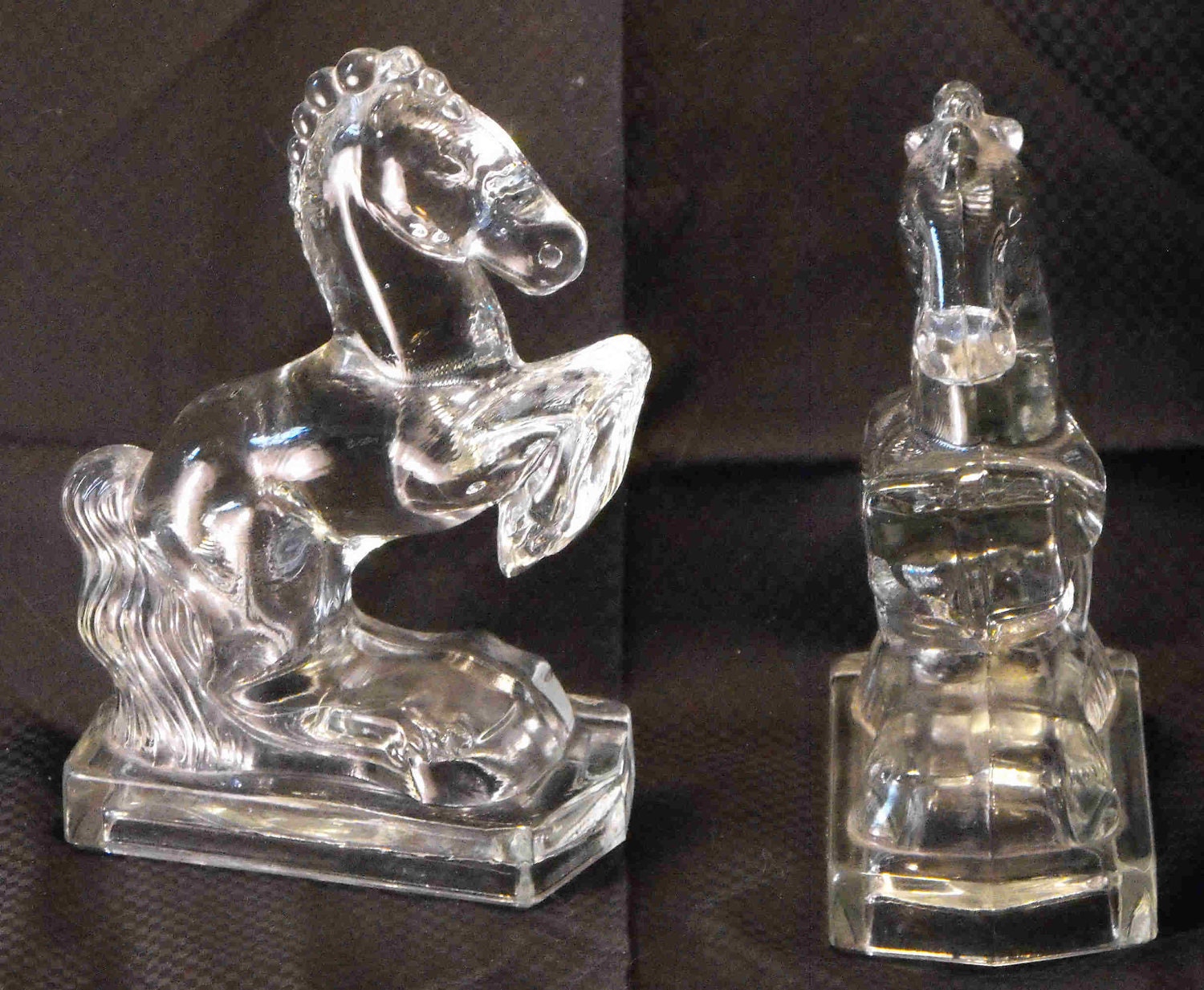 Vintage Art Deco Glass Horse Bookends by Synectics on Etsy