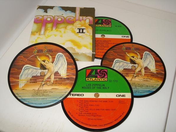 Led Zeppelin vinyl record coaster set record label coasters