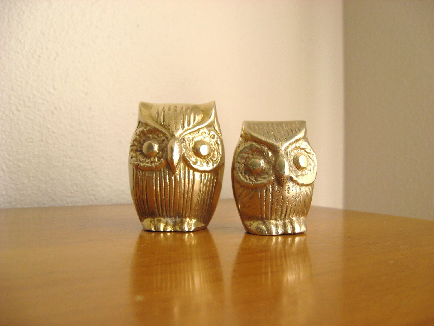 Vintage Brass Owl Figurines, Gold Owl Statues