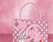 Chanel Bag, Red Lipstick, Perfume Chanel No. 5, Nail Polish, Digital Download Ecolgical print, Art 14 X 10 No. 25