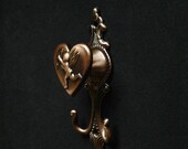 Cupid Vintage Hooks Metal Wall Decor / Antique Brass Finish Curtain Tie Backs / Rare Unique Hat Coat Hangers / Home Decor Shabby Chic