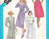 Simplicity 6489 Vintage 80s Pleated Dress Pattern, UNCUT