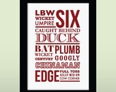 Cricket - A3 - Typographic Sport Print, can be personalized to your favourite sport