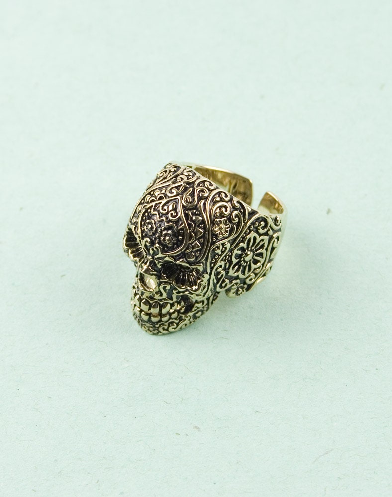 Gold Mex Skull Ring