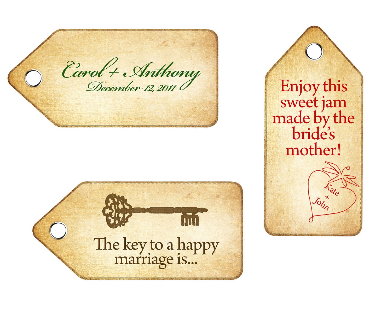 Custom Printable DIY Wedding Tag Downloads - use for favors, thank you, escort cards, and more