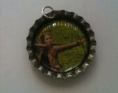 Katniss the Hunter from The Hunger Games  Green Bottle Cap Pendant