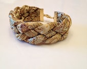 Braided Bracelet Gold Brocade, Fabric Bracelet, Fabric Cuff, Woven Bracelet