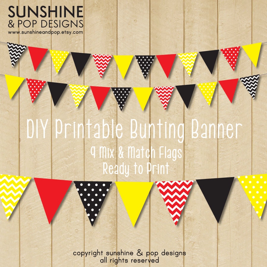 INSTANT DOWNLOAD - DIY Party Printable Flag Banner - Mouse Party - perfect for events, outdoor parties, decorations, mickey mouse party Il_170x135