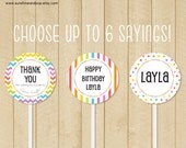 PERSONALIZED Rainbow Party 2" Printable Party Circles for Cupcake Toppers, Gift Tags, Party Favors and Art Party Il_170x135