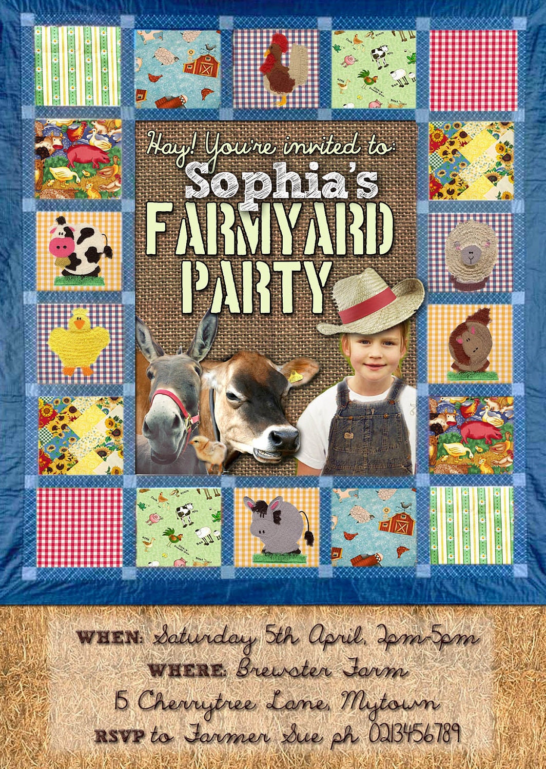 Printable Farmyard Party invitation