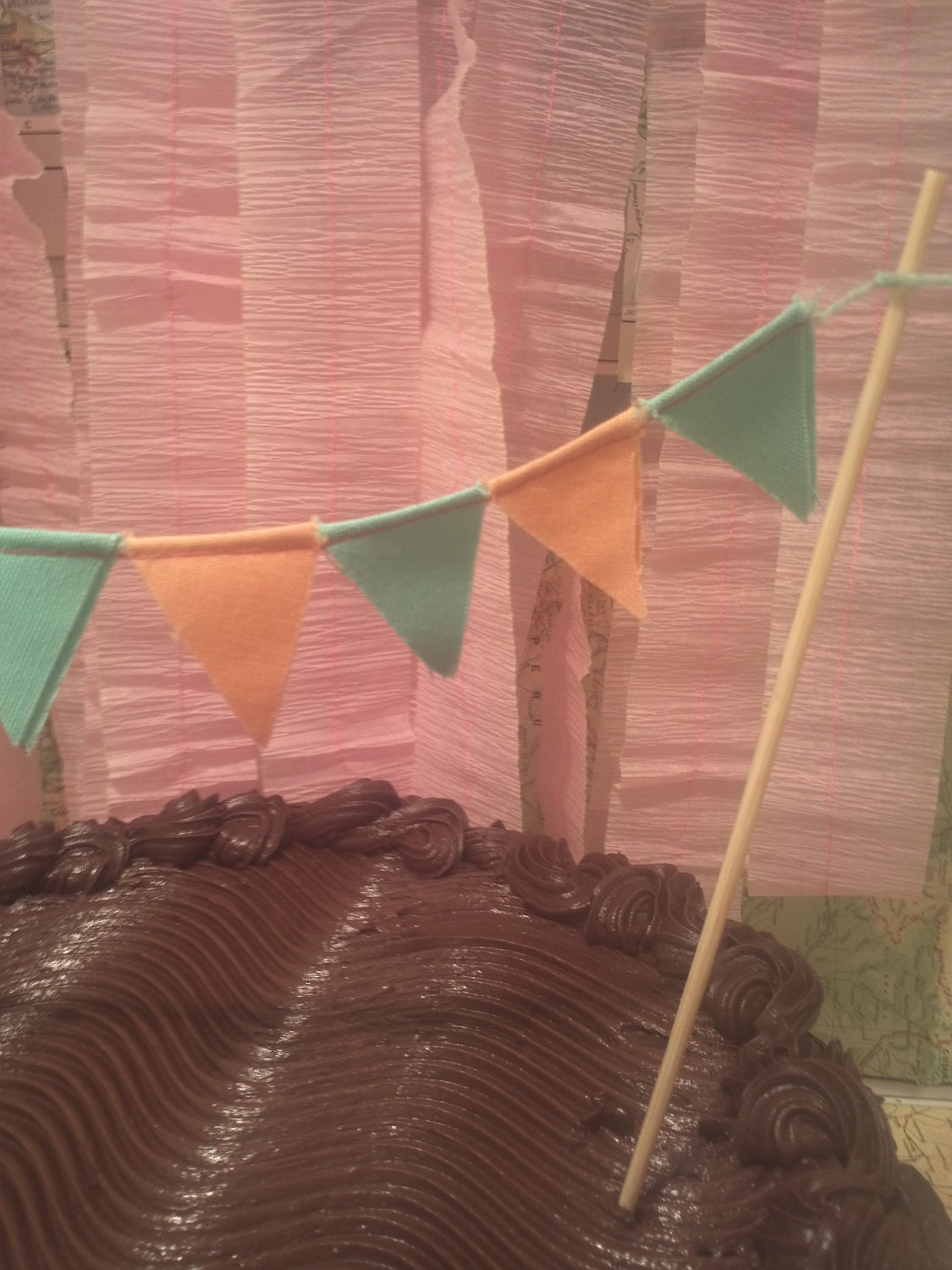 Fabric Cake Bunting in Peach & Mint