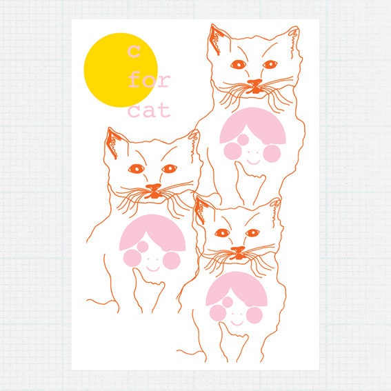 Hello Yellow - C is for Cat A4 Digital Print