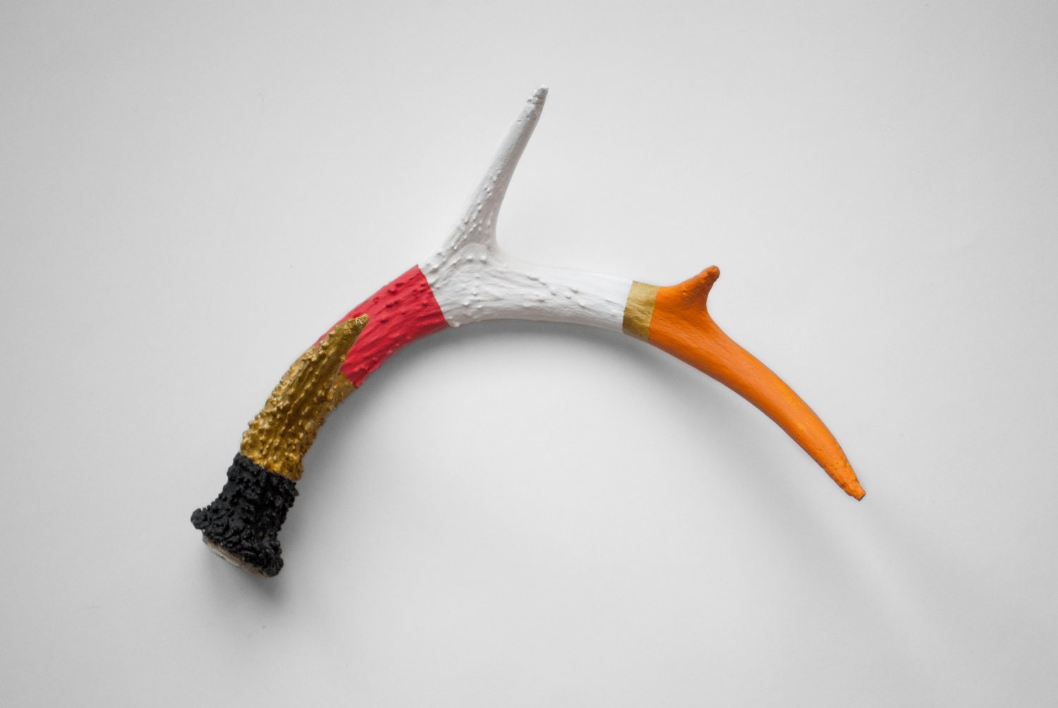CYBER MONDAY SALE- Pink, Gold, Orange, Black and White Painted Antler - Medium