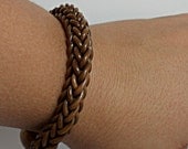 Brown Rubber woven Bracelet with Wood Accents