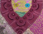 60 x 18 Handmade PatchWork Embroidered Cotton Tapestry  Home Decor Pink Wall Hanging - TP284