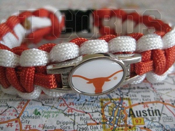 Handmade Texas Longhorns Middle Weight Paracord Bracelet