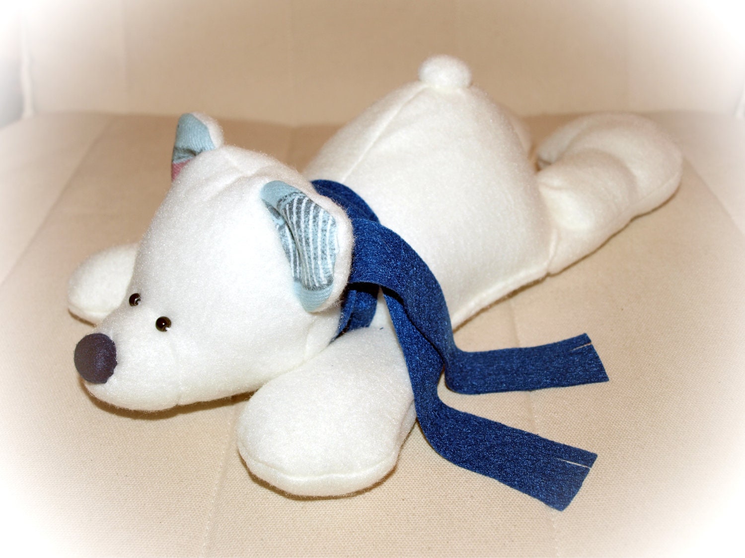 Soft stuffed polar bear,stuffed toy, christmas toy, plush bear, teddy bear toy, handmade - Fairybugcreative