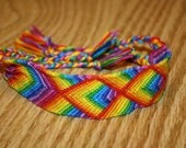 Handmade 28-string chevron/diamond multi-colored wrist/ankle bracelet