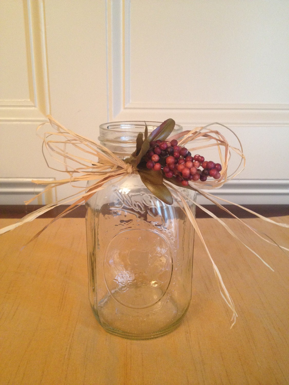 Mason Jars with Beautiful Rustic Look - Set of 3 - Wedding Centerpiece