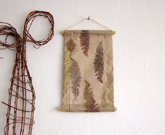Wall Hanging - Hand stamped fabric, OOAK