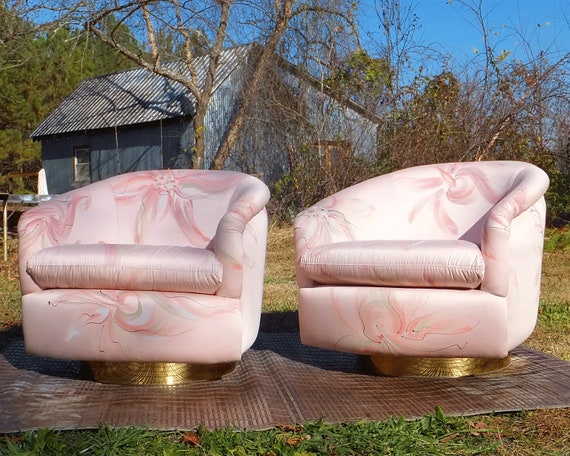 Beautiful Pair of Milo Baughman Modern Swivel Chairs for Thayer Coggin Mid Century Lounge