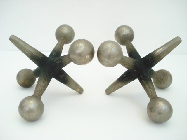 Mid Century Modern Cast Iron Jacks Jax Bookends Sculptures Curry Nelson Eames Era