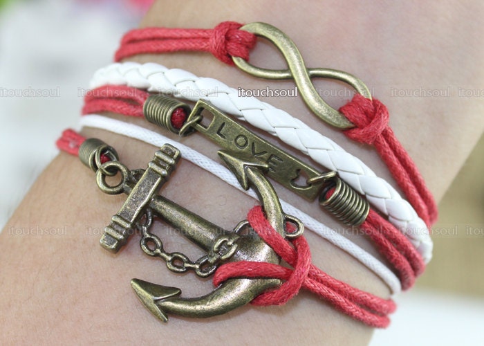 Kama - fashion wax attachment bracelet restore ancient ways copper anchor bracelet cross bracelet infinity bracelet