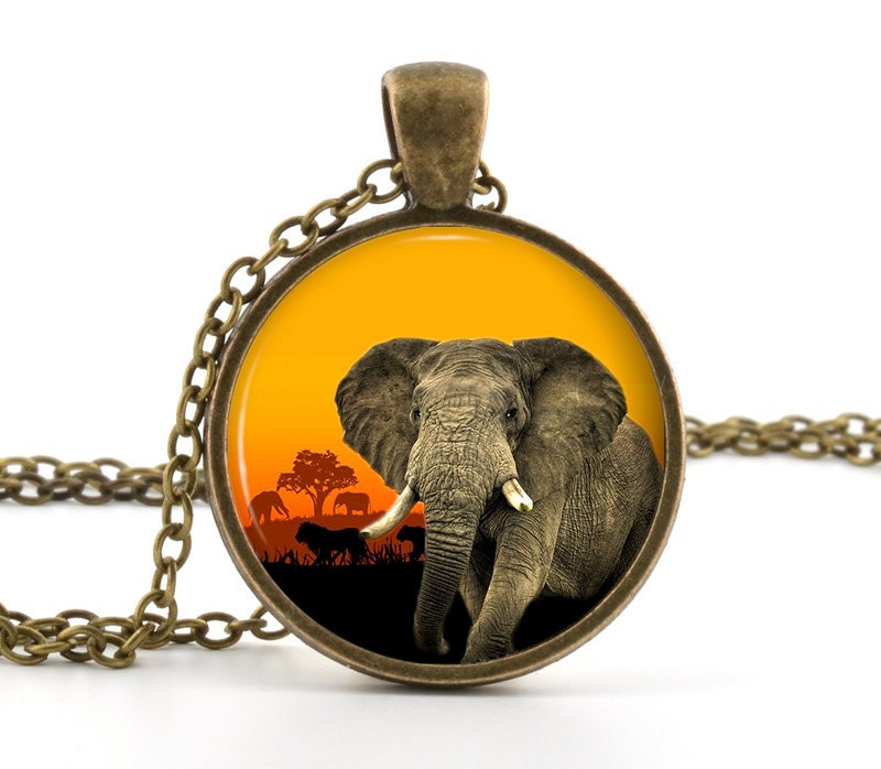 Elephant Necklace - African Elephant Jewelry - Elephant Pendant - Savanna Elephant - Gift Bag Included