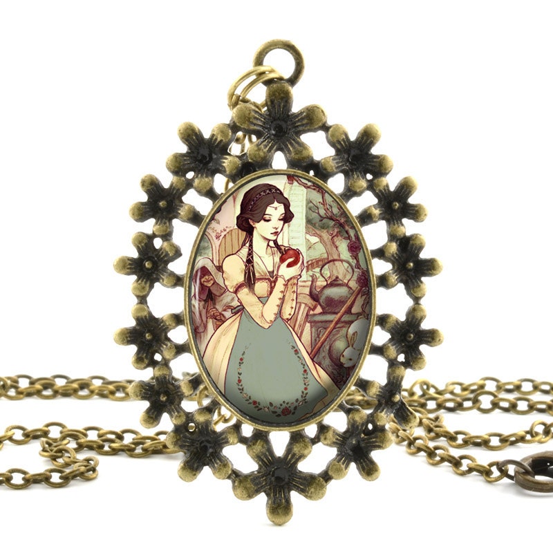 items similar to snow white pendant necklace picture jewelry antique style vintage items similar to snow white pendant necklace picture jewelry antique style vintage