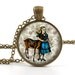 Alice in Wonderland Jewelry - Alice Pendant - Alice Necklace - Vintage Glass Antique Style Bronze Alice Art - Gift Bag Included