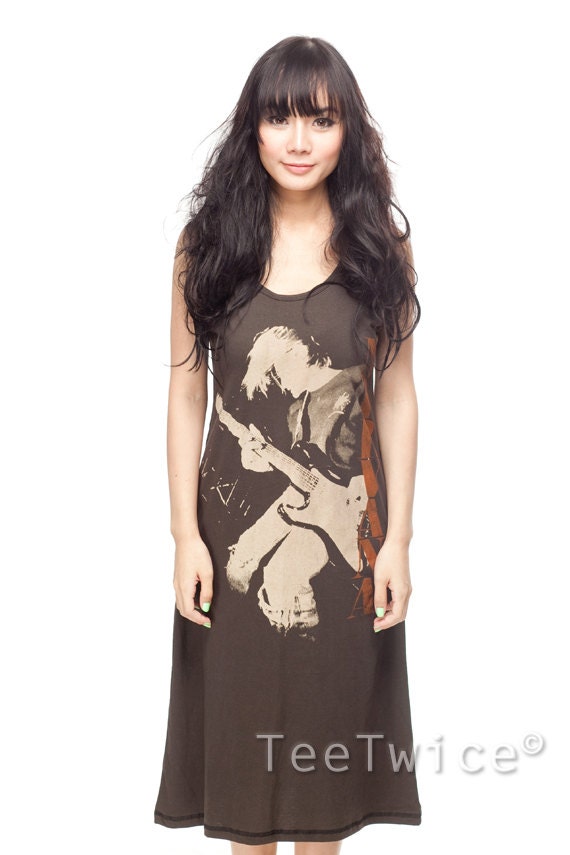 Nirvana Long Dress T Shirt Kurt Cobain Grunge Rock Band Women Black T-Shirt Tunic Tank Top Sleeveless Size S M L